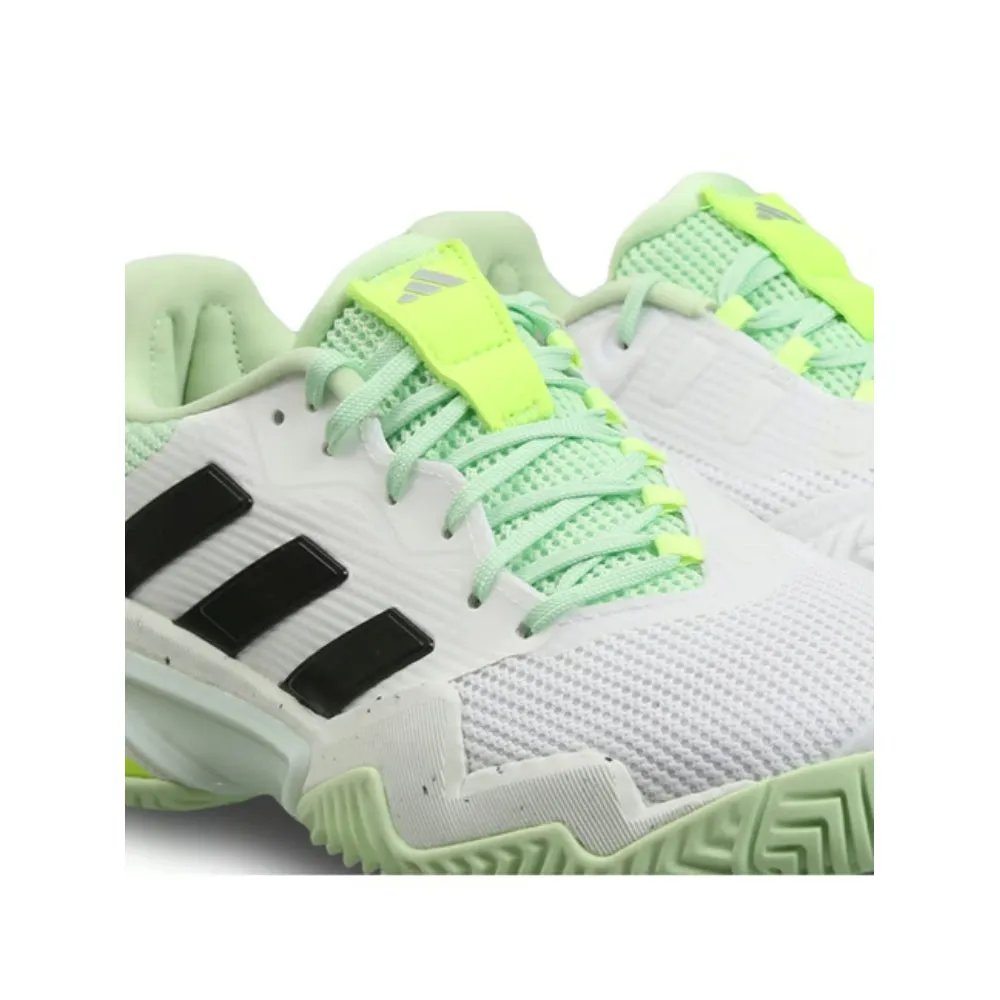 Adidas Men's Barricade 13 Tennis Shoe (Cloud White/Core Black/Semi Green Spark)