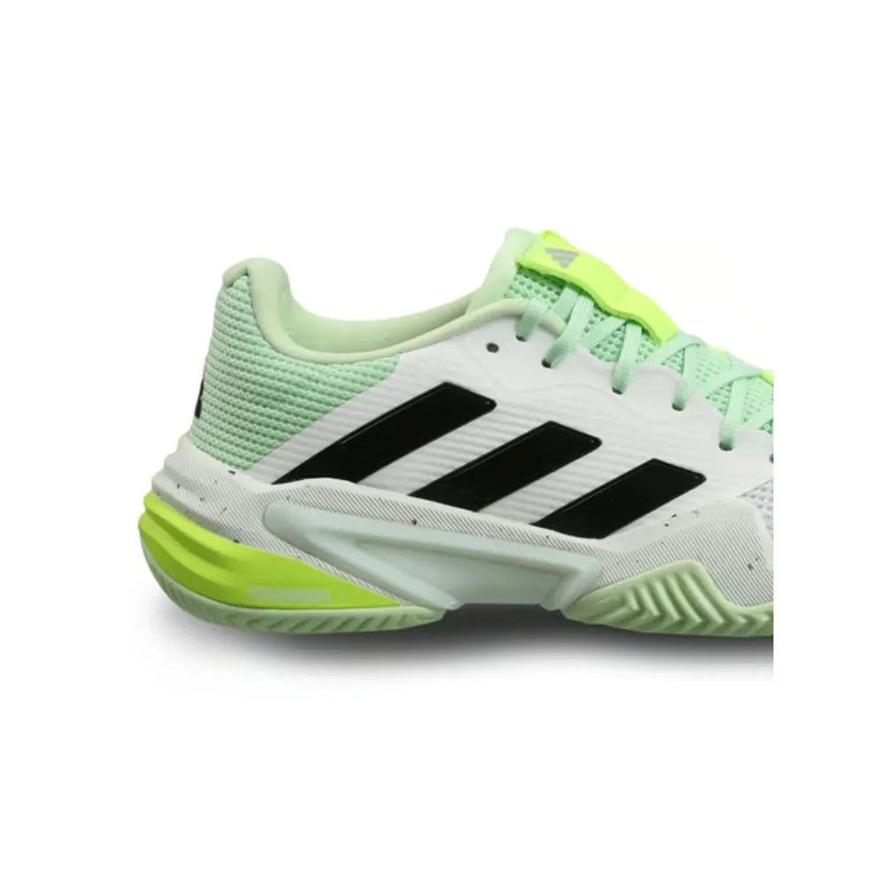 Adidas Men's Barricade 13 Tennis Shoe (Cloud White/Core Black/Semi Green Spark)