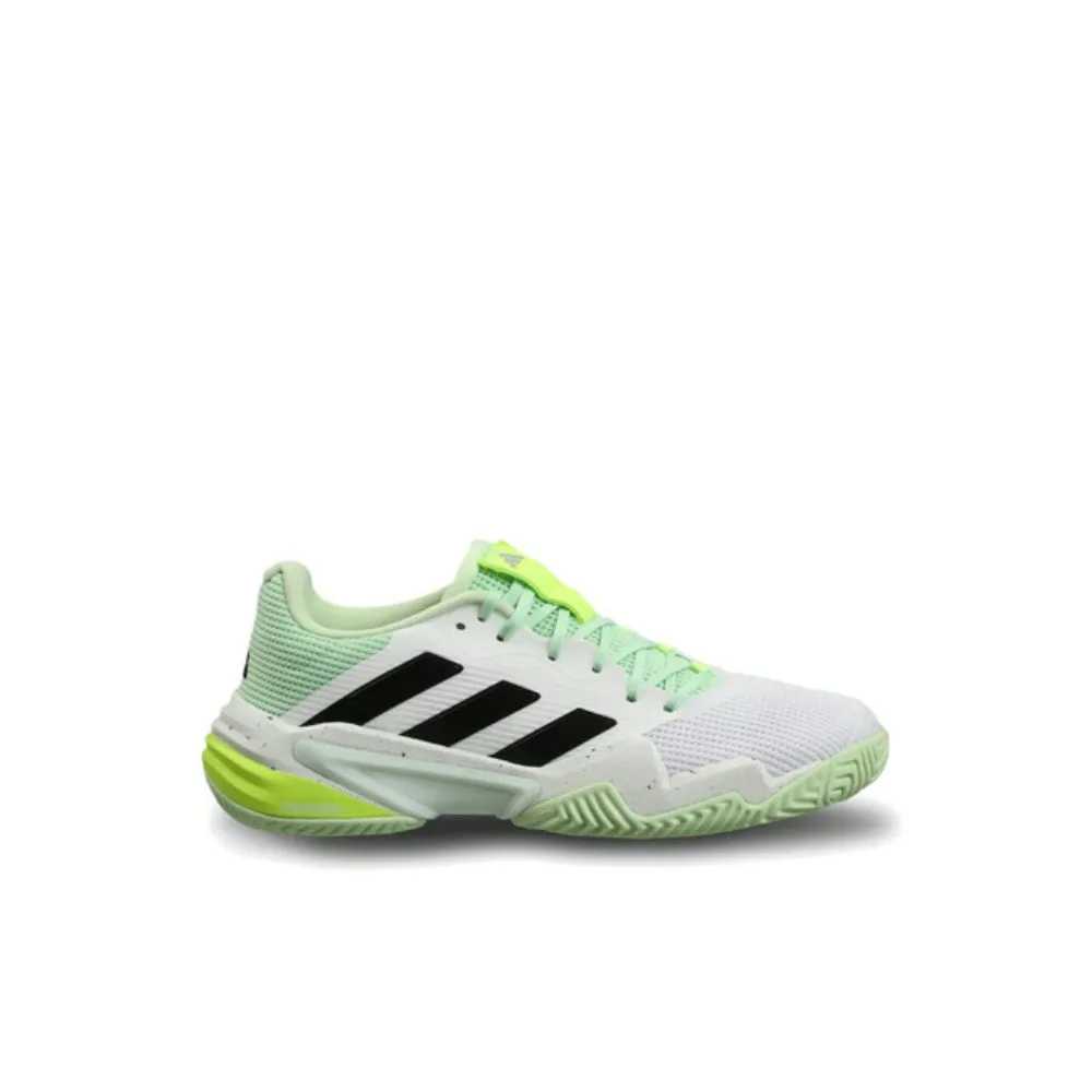 Adidas Men's Barricade 13 Tennis Shoe (Cloud White/Core Black/Semi Green Spark)