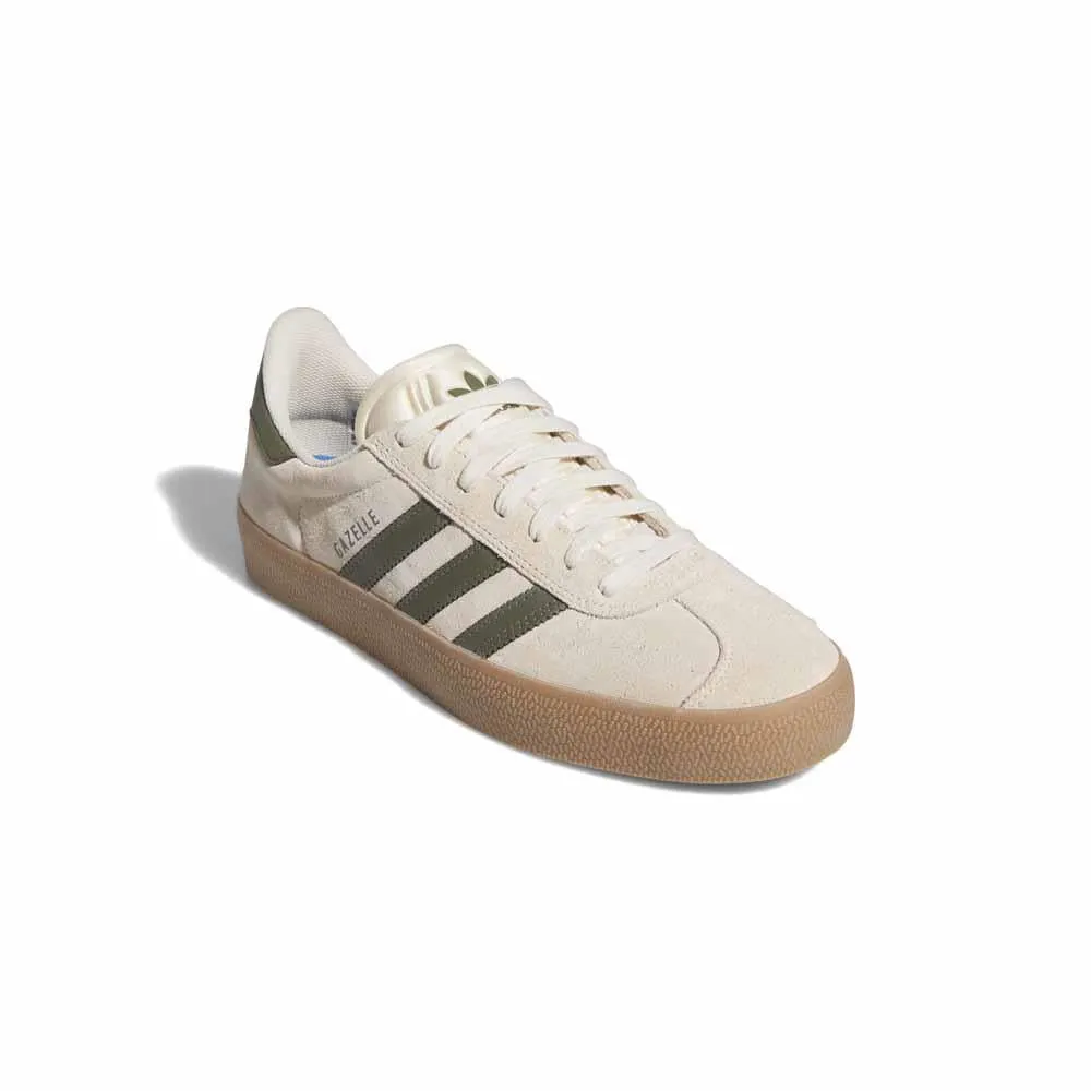 Adidas Skateboarding Gazelle ADV Ecru Tint Focus Olive Gum Skate Shoes