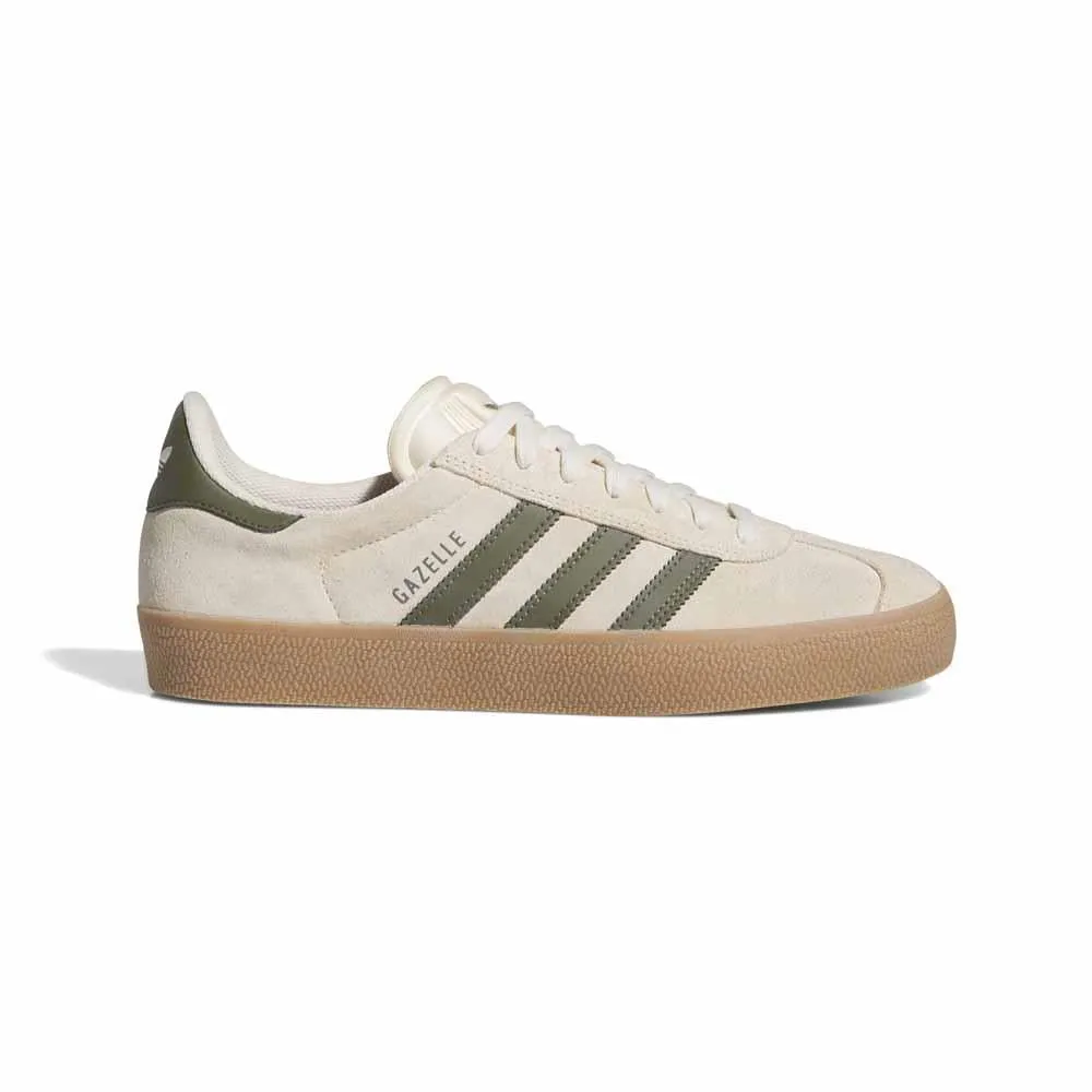 Adidas Skateboarding Gazelle ADV Ecru Tint Focus Olive Gum Skate Shoes