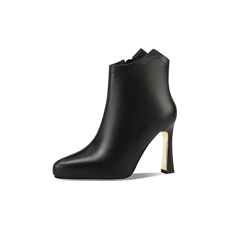 AlliChic Pointed Toe Platform Heel Ankle Boots