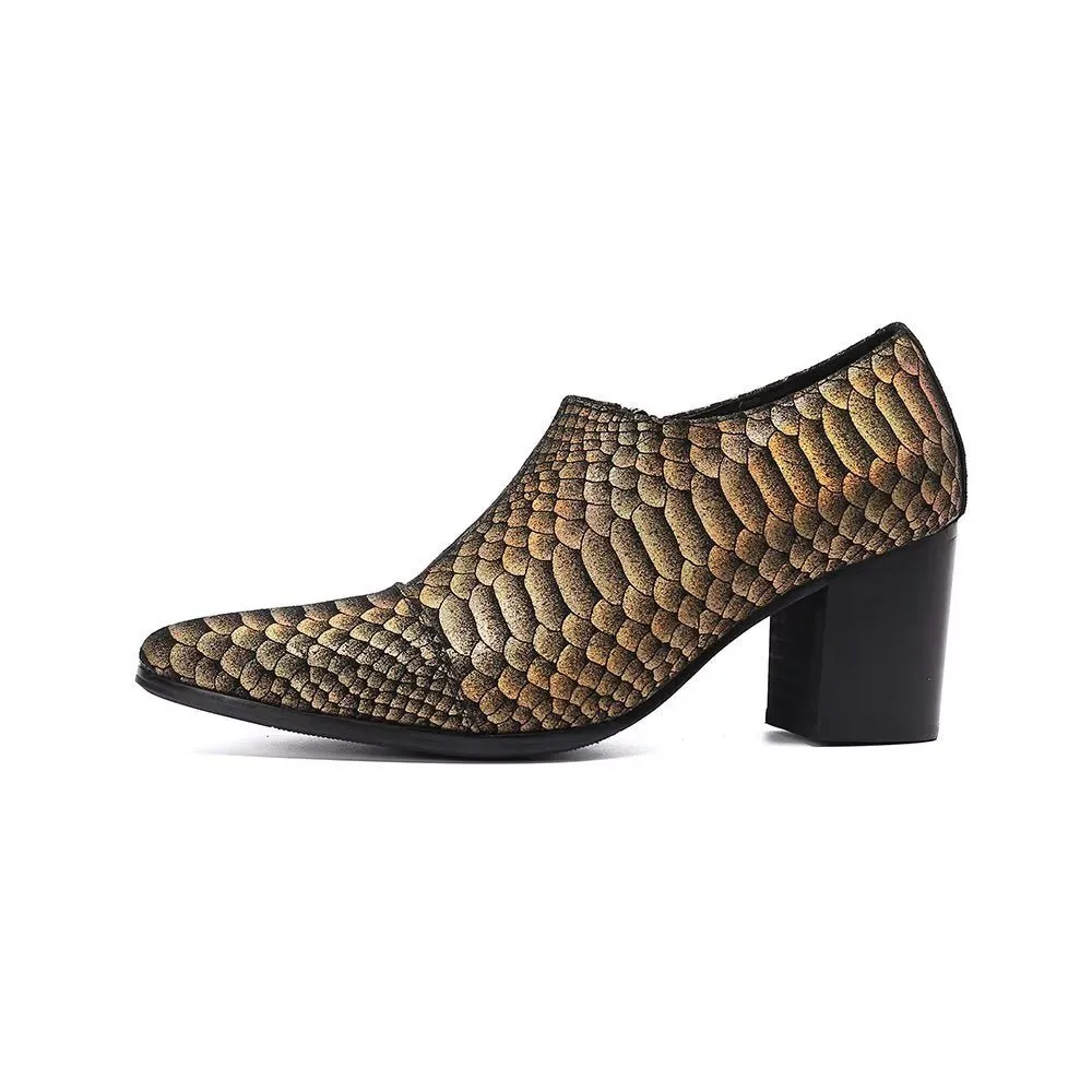 AlliLuxe Embossed Slip-on Dress Shoes