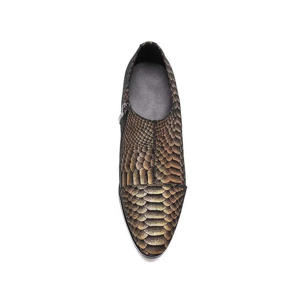 AlliLuxe Embossed Slip-on Dress Shoes