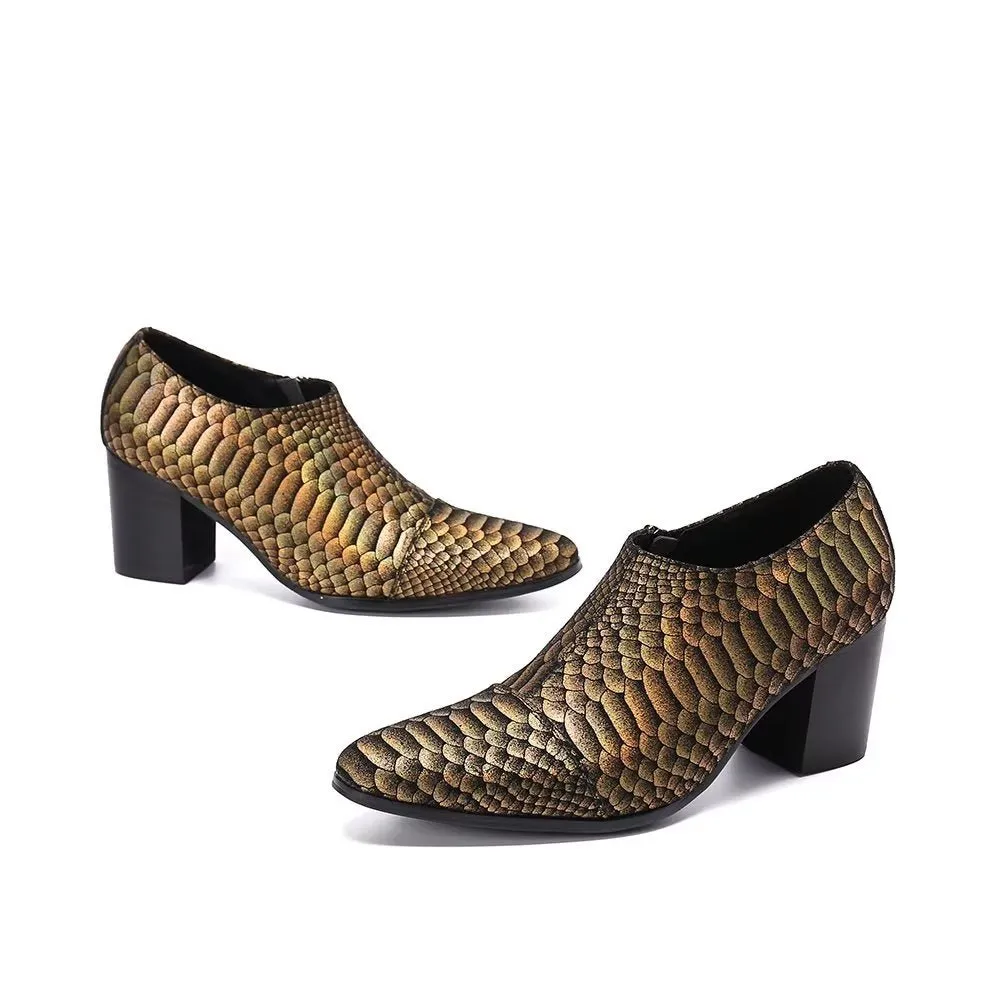 AlliLuxe Embossed Slip-on Dress Shoes