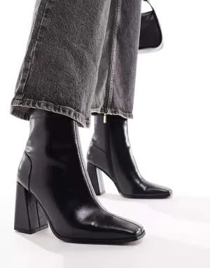 ASOS Everest Flare Heel Boots in Black