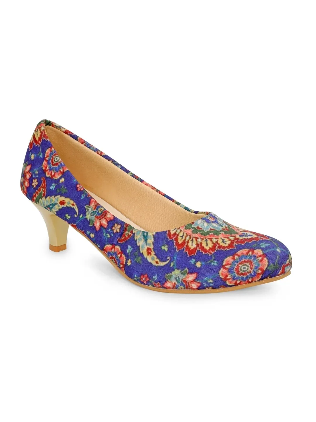 Blue Royal Print Kitten Heels