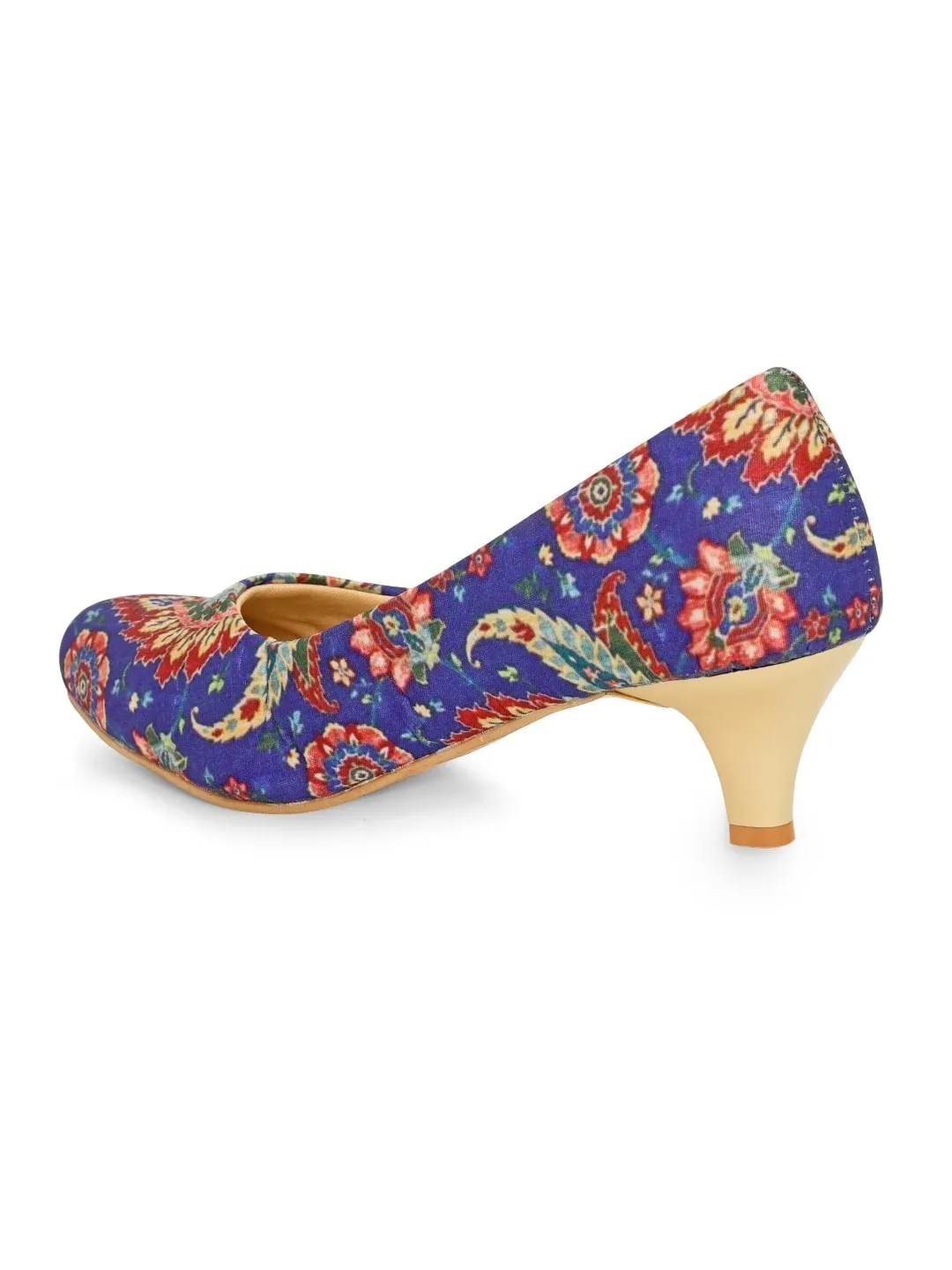 Blue Royal Print Kitten Heels