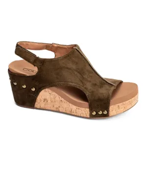 Carley in Khaki Faux Suede by Corkys