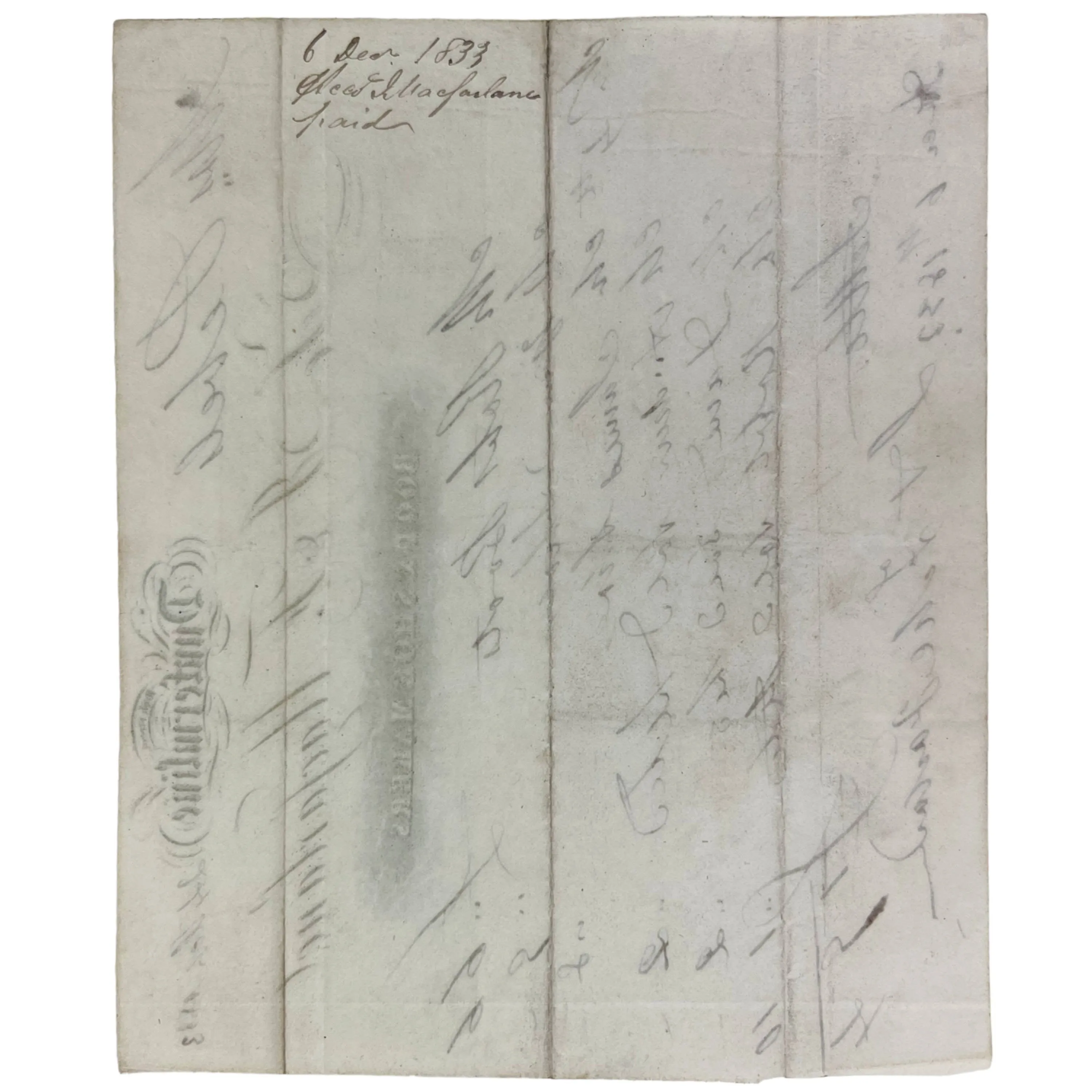 Dated 1833 Antique Bill Scottish Boot and Shoe Maker J & F Macfarlane Dunfermline High Street