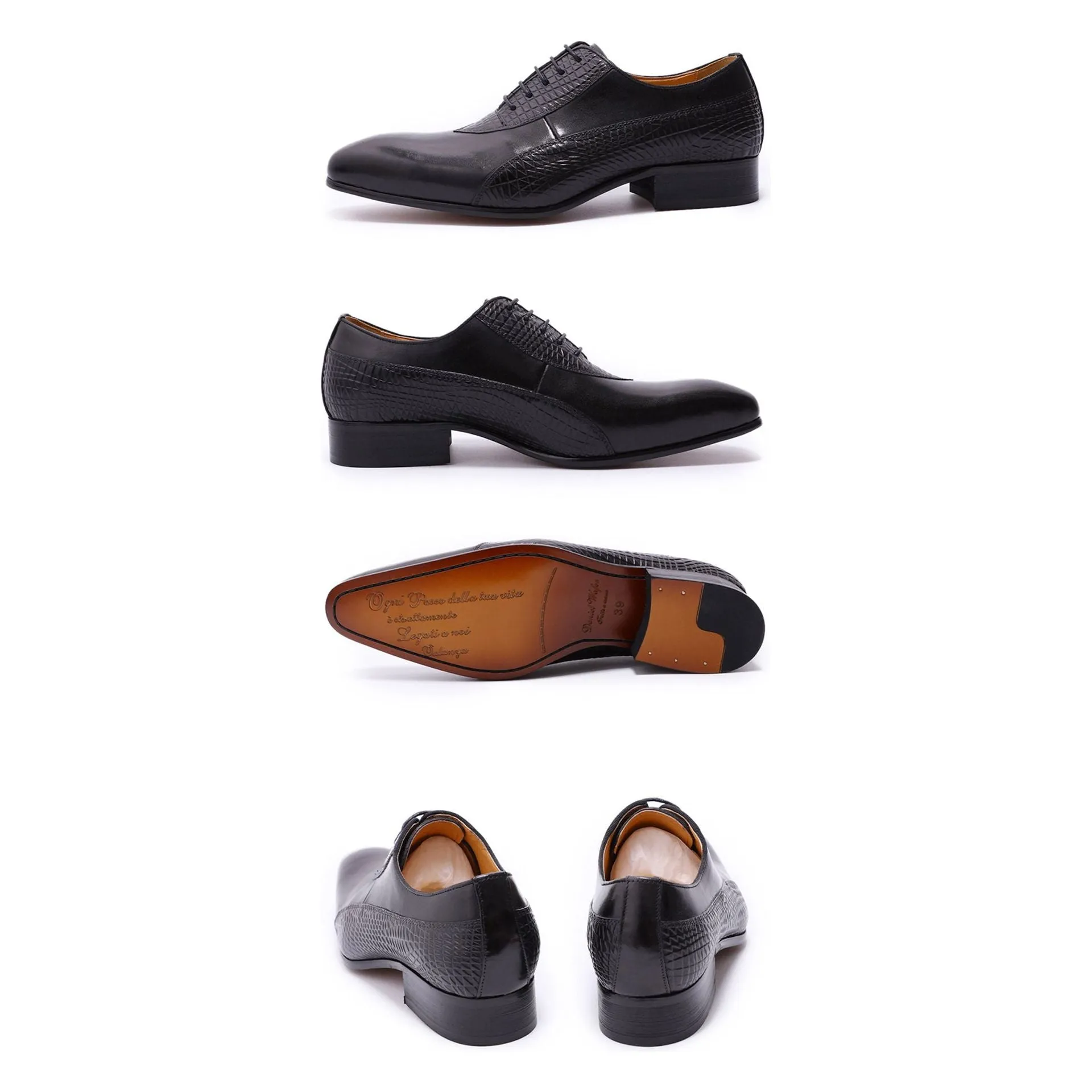 ExoticLuxe Lace-Up Oxford Dress Shoes