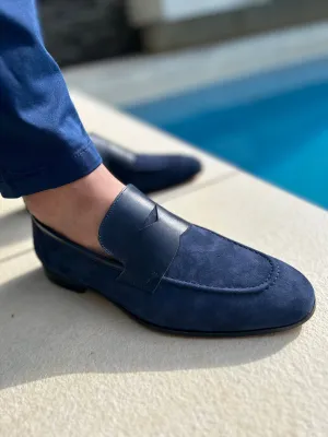 HANDMADE NAVY SUEDE SLIP-ON