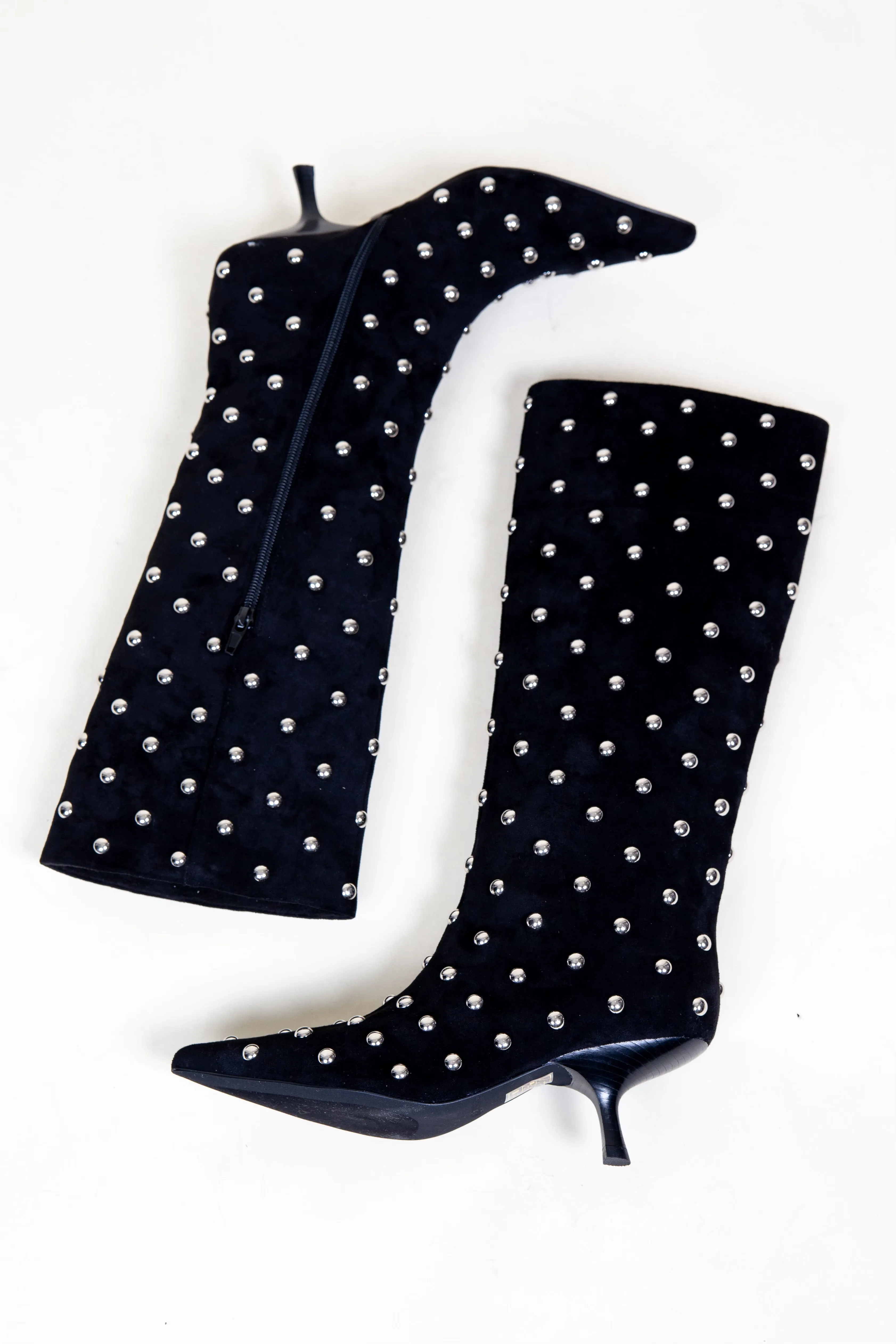 JEFFREY CAMPBELL | Tell Me Studded Boots - Black Suede