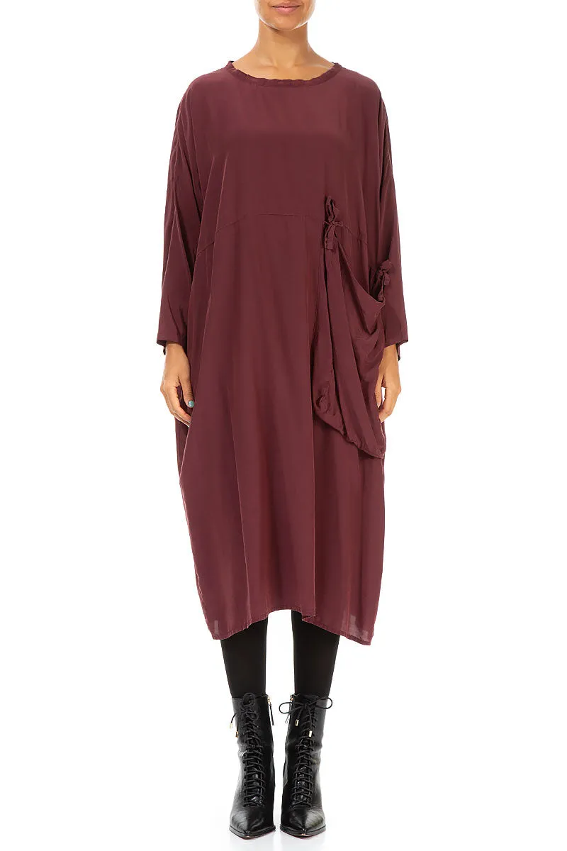 Large Side Pocket Merlot Silk Bamboo Dress