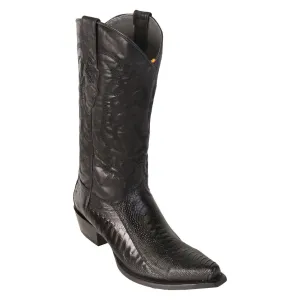 Los Altos Black Ostrich Leg Snip Toe Cowboy Boots