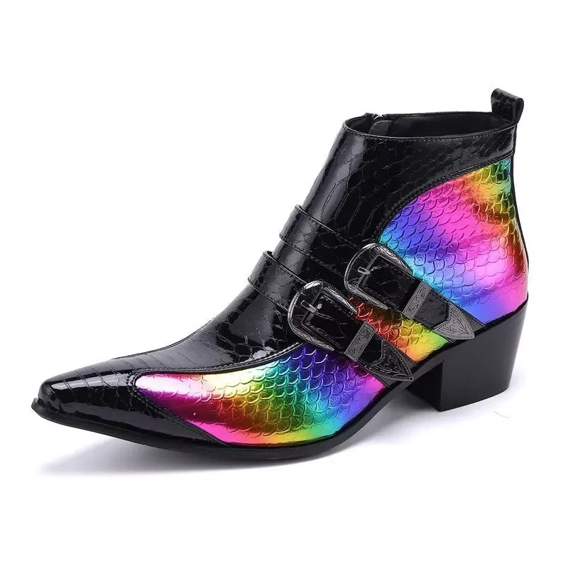 Luxe Exotica Genuine Leather Statement Dress Boots