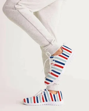 Mens Athletic Sneakers, Red White Blue Striped Shoes