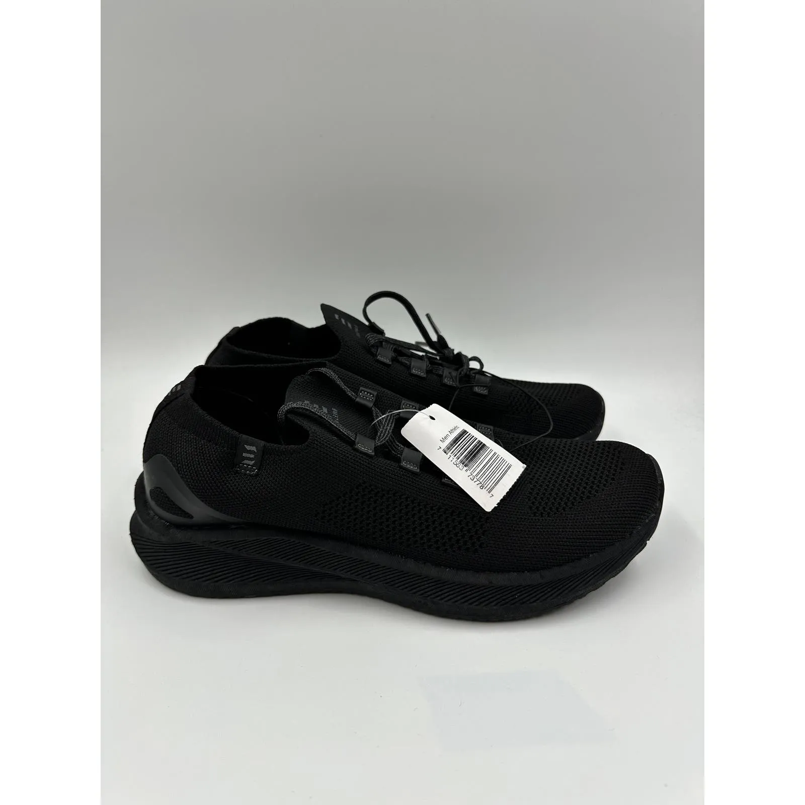 Men's Size 9, All Black Knit Top Sneakers w/ Thick Cushy Sole w/ Slip-on Design