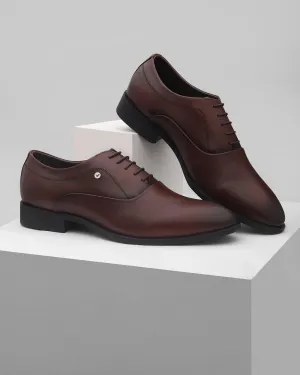 Must Haves Leather Burgundy Solid Oxford Shoes - Lebum