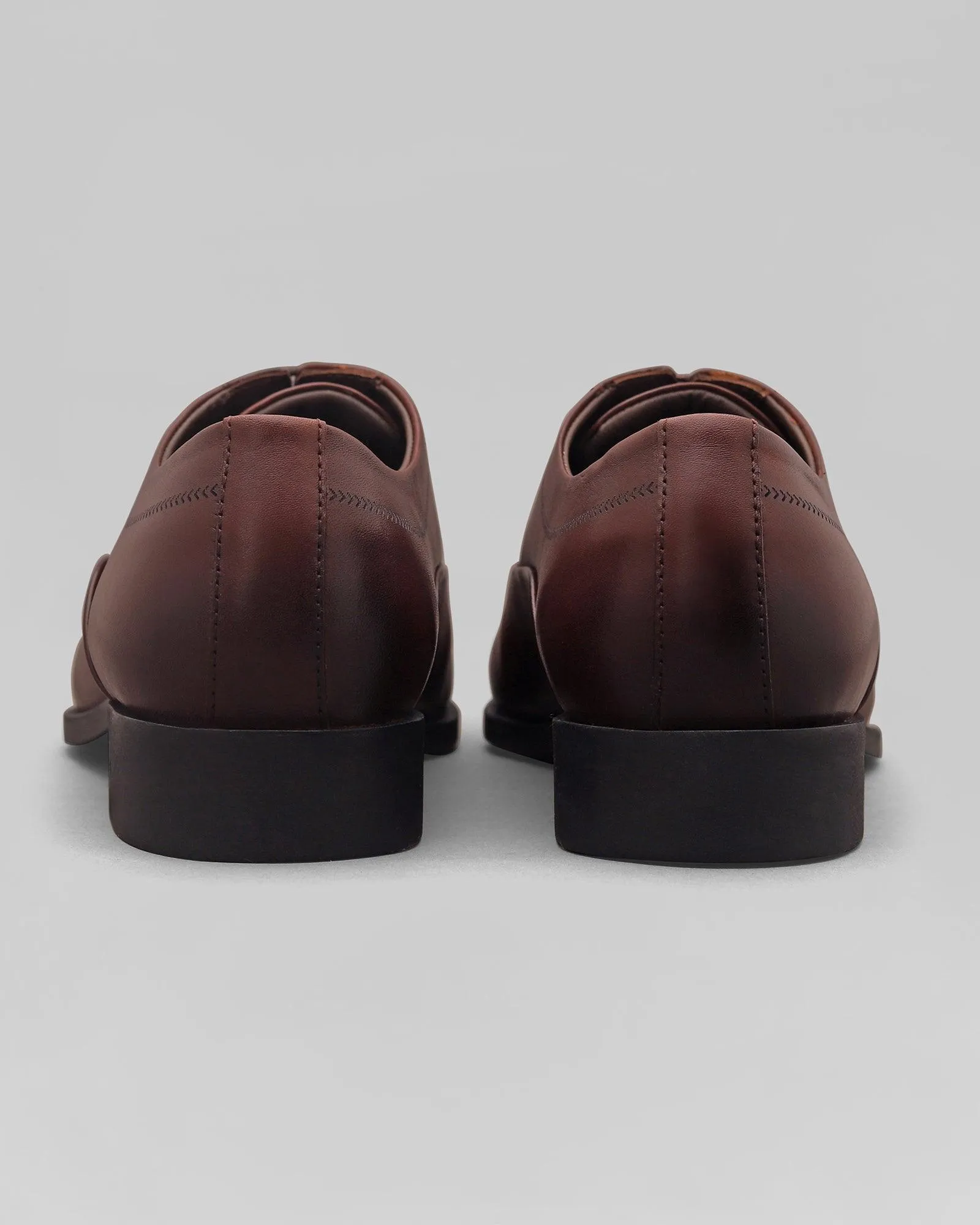 Must Haves Leather Burgundy Solid Oxford Shoes - Lebum