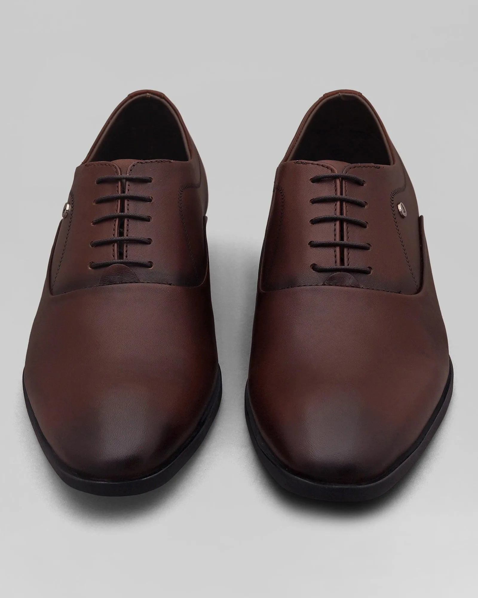 Must Haves Leather Burgundy Solid Oxford Shoes - Lebum