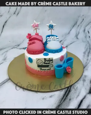 Pink Blue Baby Shoe Cake