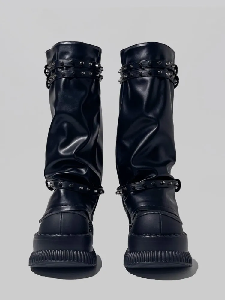 Punk Style High Tube Eyelet Volume Platform Boots【s0000005198】