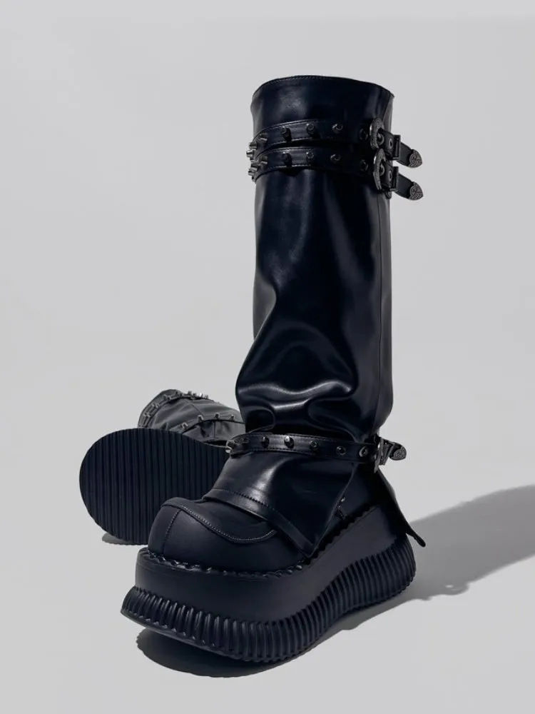 Punk Style High Tube Eyelet Volume Platform Boots【s0000005198】