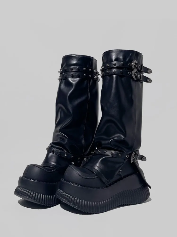 Punk Style High Tube Eyelet Volume Platform Boots【s0000005198】