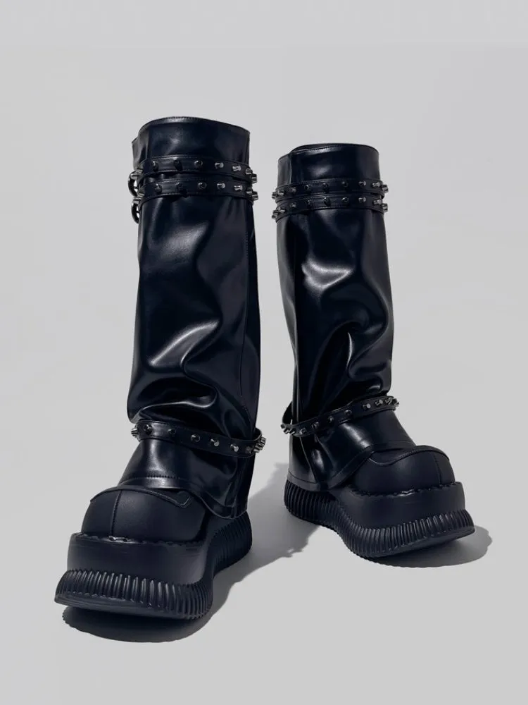 Punk Style High Tube Eyelet Volume Platform Boots【s0000005198】