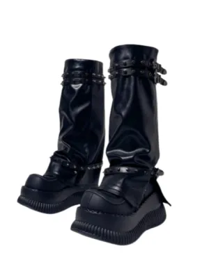 Punk Style High Tube Eyelet Volume Platform Boots【s0000005198】