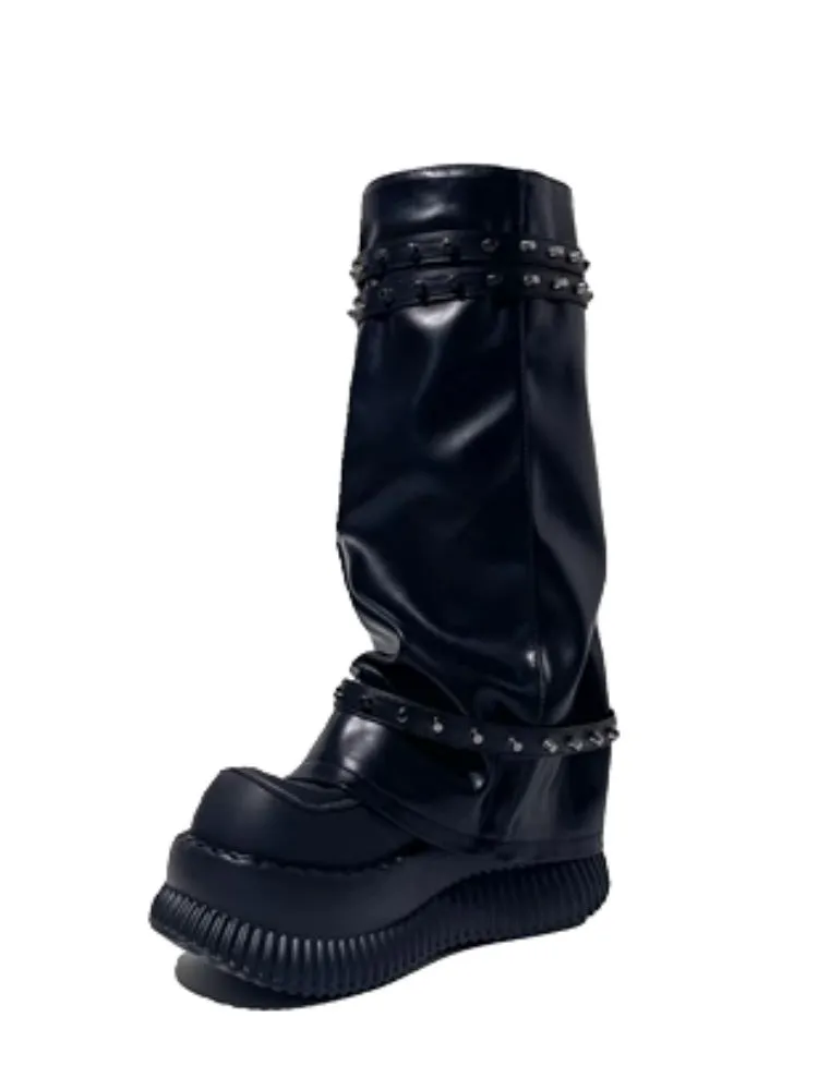 Punk Style High Tube Eyelet Volume Platform Boots【s0000005198】