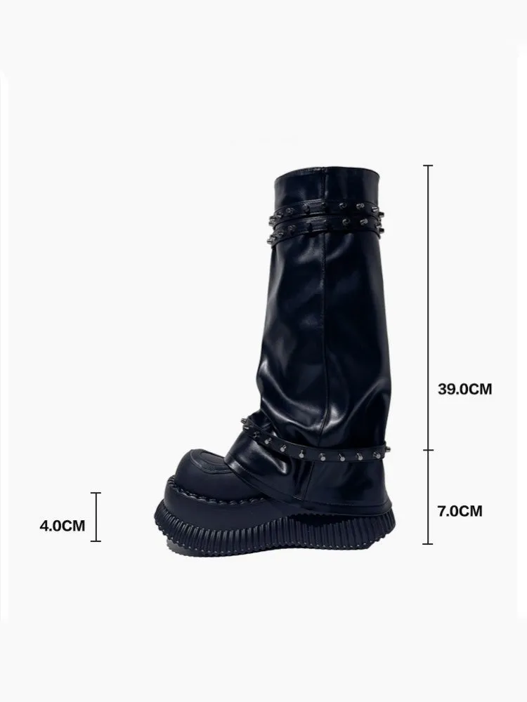 Punk Style High Tube Eyelet Volume Platform Boots【s0000005198】