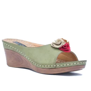 Sydney Green Wedge Sandals