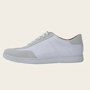 White Leather & Suede Tennis Trainers