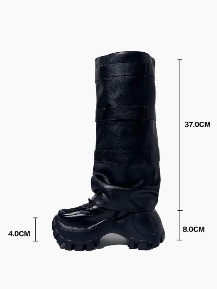 Y2K Punk Style Triple Belt High Heel Long Boots【s0000005188】